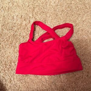 Red Strappy Sports Bra